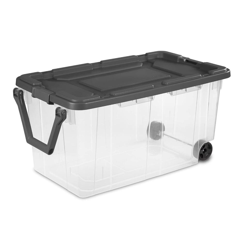 Sterilite 4-Pack Modular Stacker Box, Durable Clear Plastic Storage Bins with Latching Lids, 108 Quart – Stackable Organizing Container Boxes for Closet, Bathroom, and Office(160 Quart)