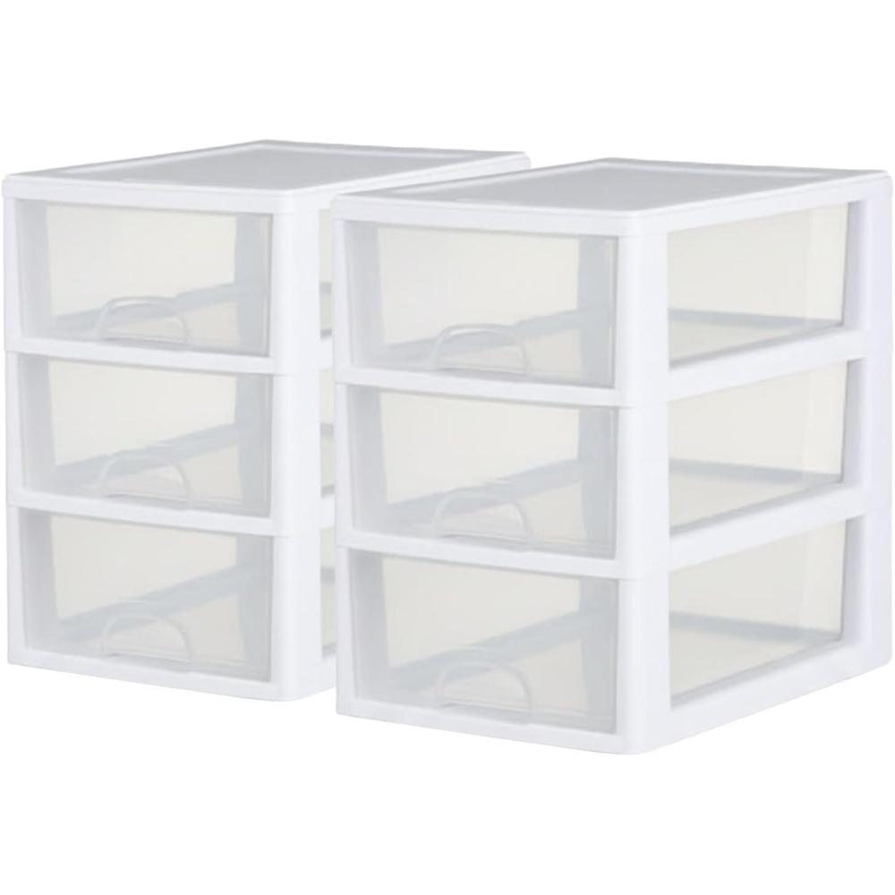 Sterilite 6-Pack 16 Quart Stacking Drawer, Clear Storage Closet Organizer, White Frame – Stackable Modular Plastic Drawers for Clothes, Accessories, Craft Supplies, Shoes or Linens(6 Quart)