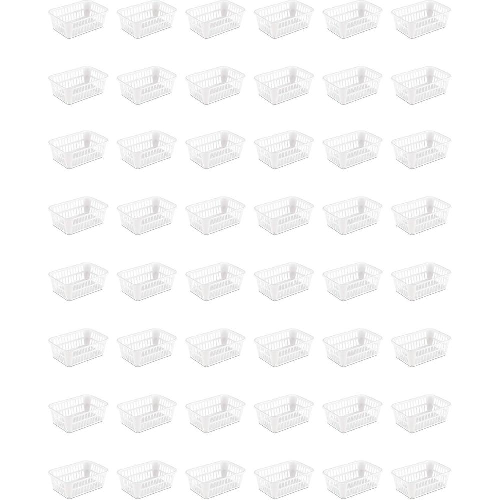 Sterilite Storage Basket, Plastic Basket to Organize Closets, Shelves or Countertops in the Kitchen or Bathroom, White, 48-Pack