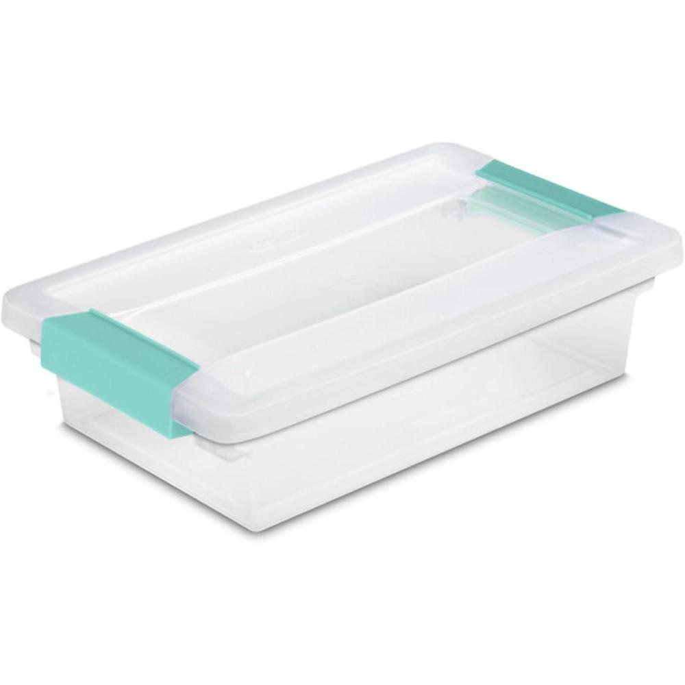 Sterilite 6-Pack Clip Box, Stackable Clear Plastic Bins with Latching Lids, Mini – Writing, Arts or Crafts Supplies Storage Containers for Home, Office, Classroom and Workshop Organization(Small)