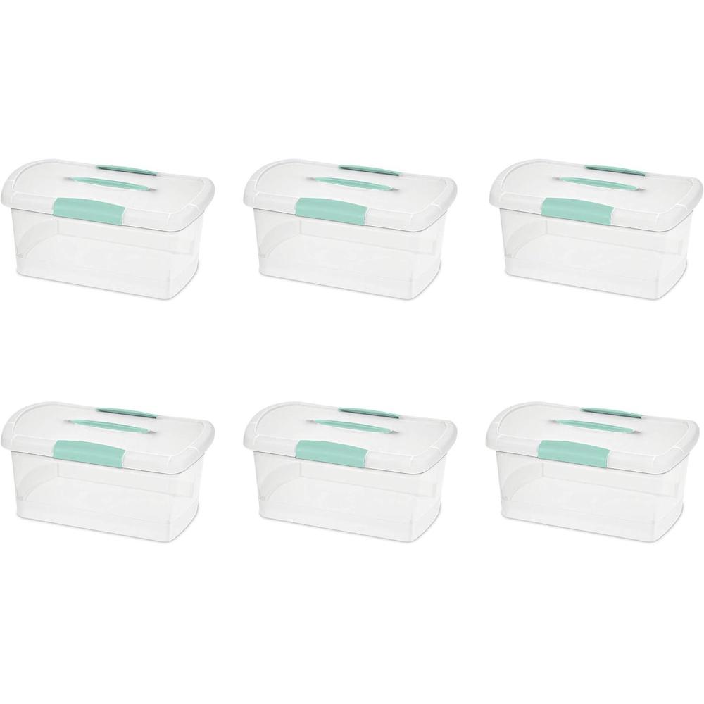 Sterilite 6 Pack Stackable Storage Bin with Latch Lid, Medium Nesting ShowOffs, Clear(Medium)