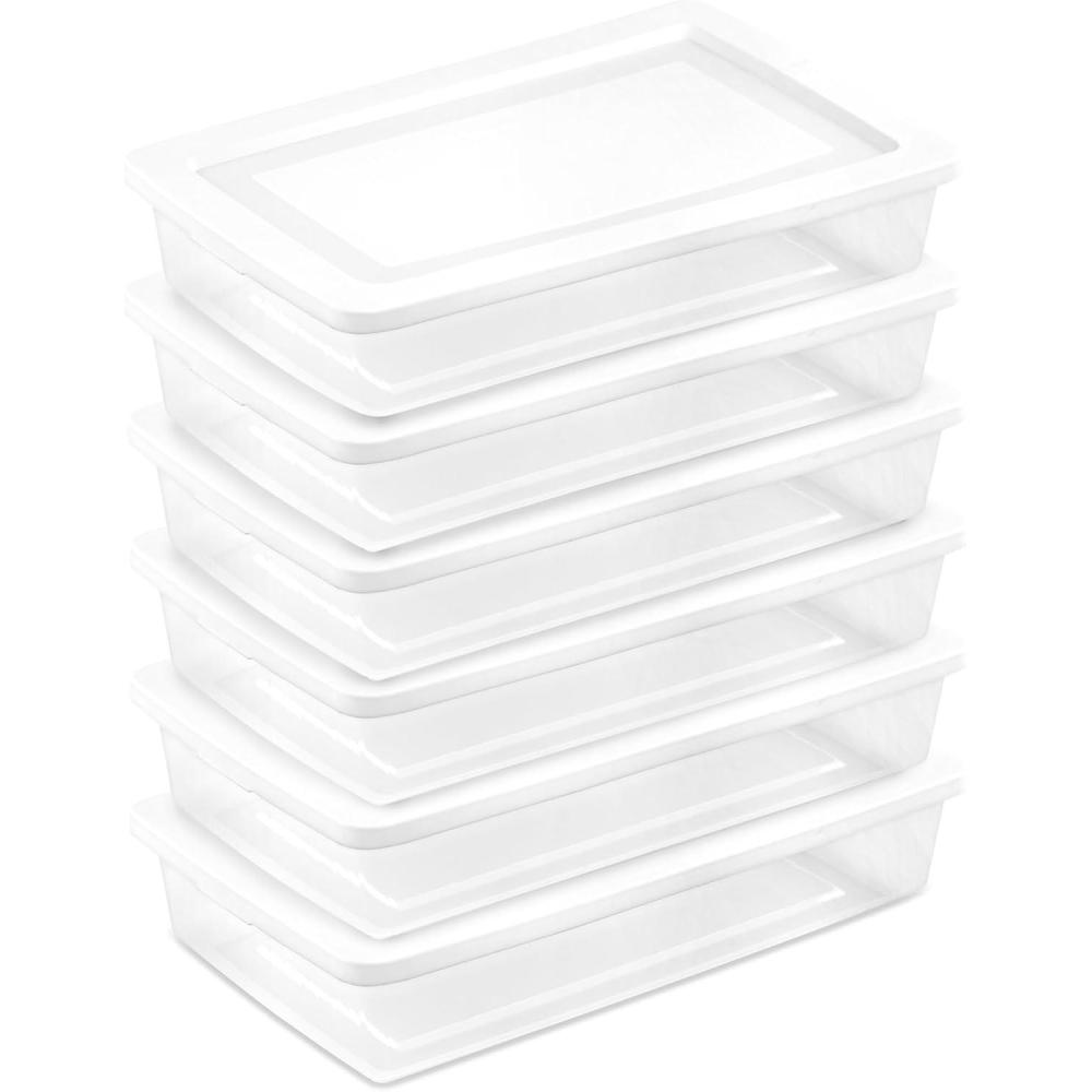 Sterilite 12-Pack 6 Quart Storage Box, Stackable Clear Plastic Bins with Snap-On Lids – Heavy-Duty Organizing Containers for Closet, Bathroom, and Office(41 Quart)