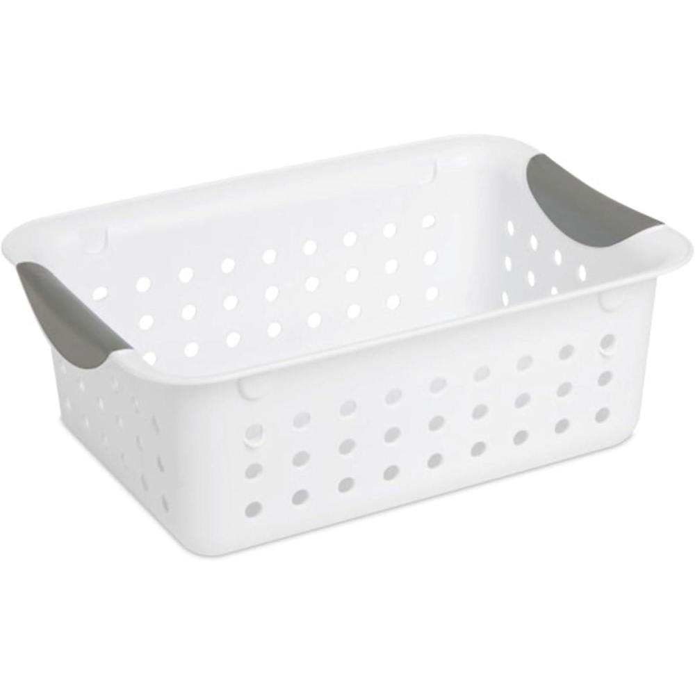 Sterilite 6-Pack Medium Ultra Basket, Open Top Plastic Storage Organizer, White – Classic Baskets for Organizing Countertops, Pantry Shelves, Kitchen Cabinets, Laundry Rooms or Home Offices(24 Pack)