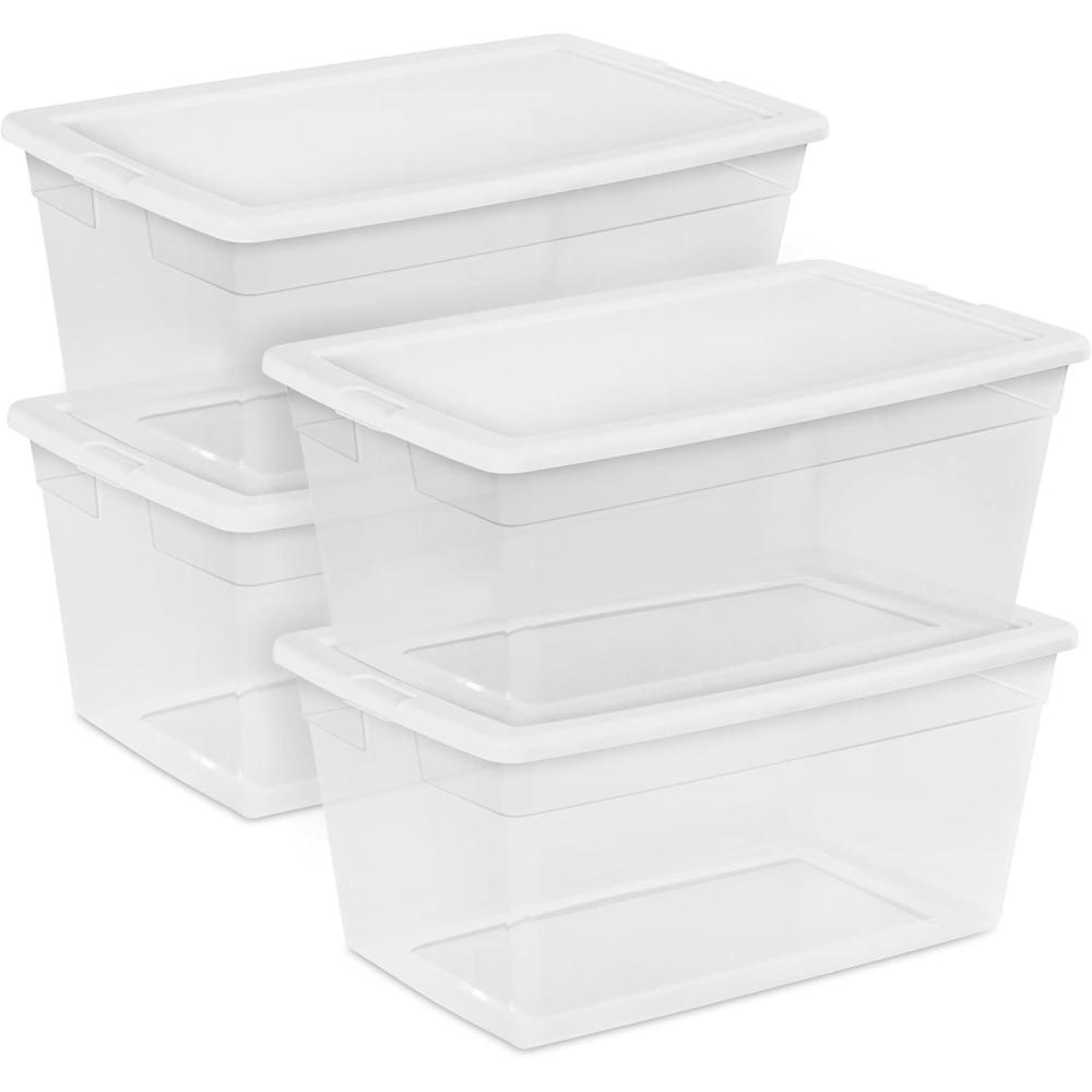 Sterilite 12-Pack 6 Quart Storage Box, Stackable Clear Plastic Bins with Snap-On Lids – Heavy-Duty Organizing Containers for Closet, Bathroom, and Office(90 Quart)