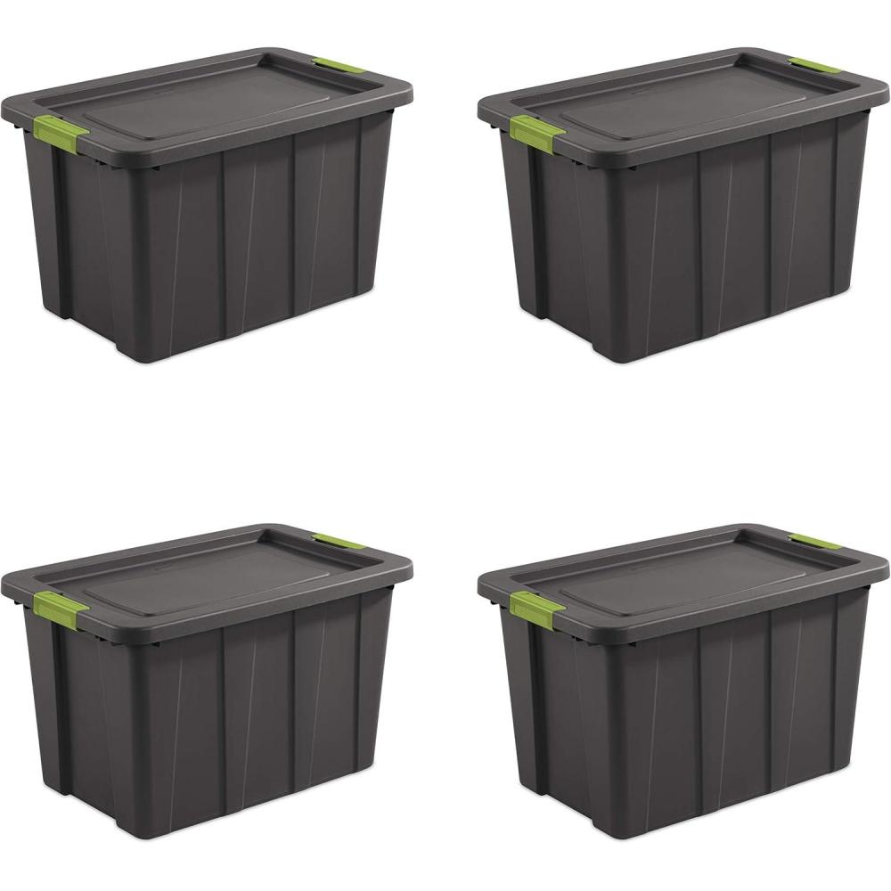 Sterilite 6-Pack Multipurpose Storage Bins with Latching Lids, Heavy Duty Tote Bins, 18 Gallon, Flat Gray – Stackable Plastic Storage Container Tubs(Flat Grey)