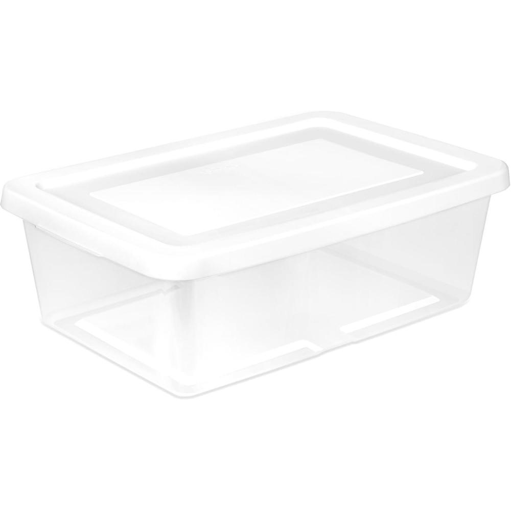 Sterilite 12-Pack 6 Quart Storage Box, Stackable Clear Plastic Bins with Snap-On Lids – Heavy-Duty Organizing Containers for Closet, Bathroom, and Office(12 Quart)