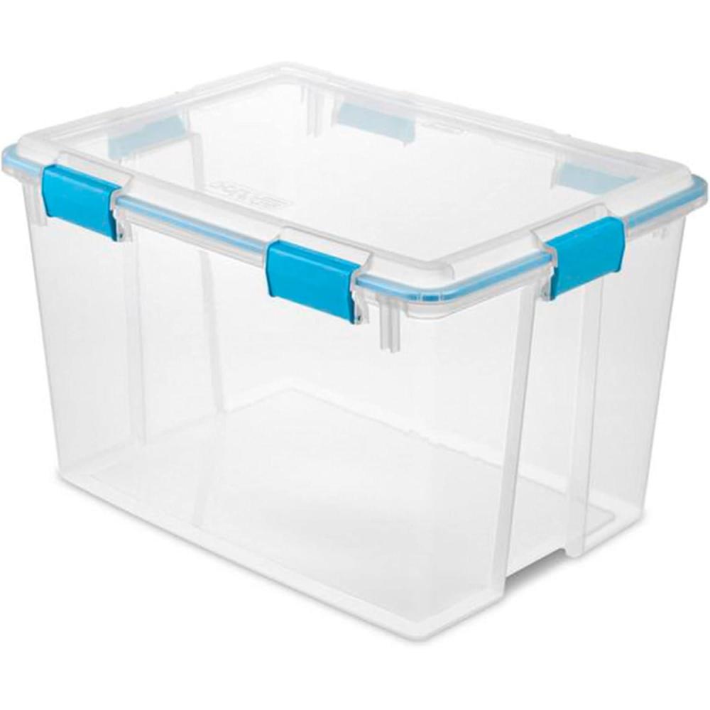 Sterilite 6-Pack Gasket Box, Weather-Resistant Storage Bins with Latching Lids, 20 Quart – Heavy-Duty Organizing Containers for Closet, Bathroom, and Office(80 Quart)