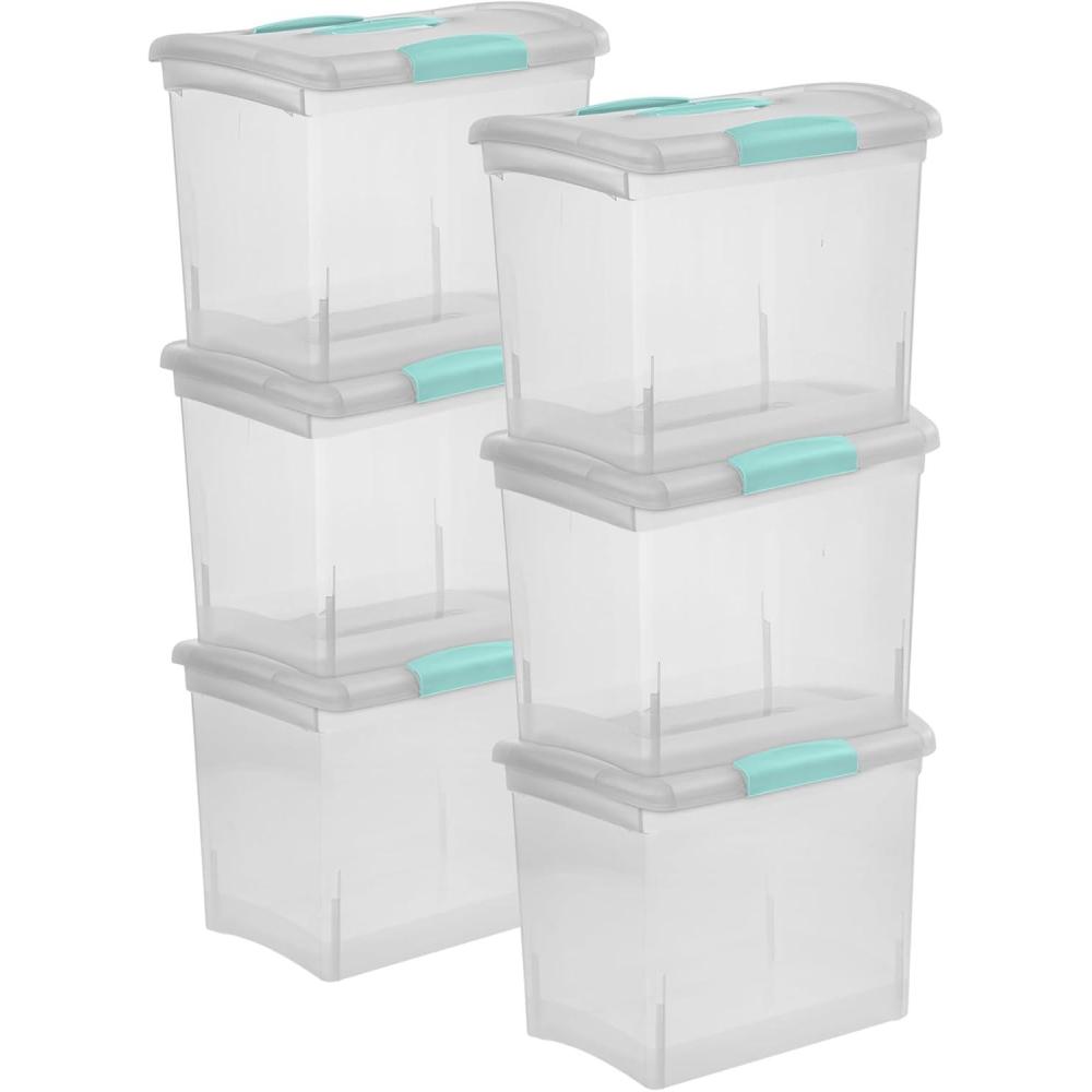 Sterilite 6 Pack Stackable Storage Bin with Latch Lid, Medium Nesting ShowOffs, Clear(Large)