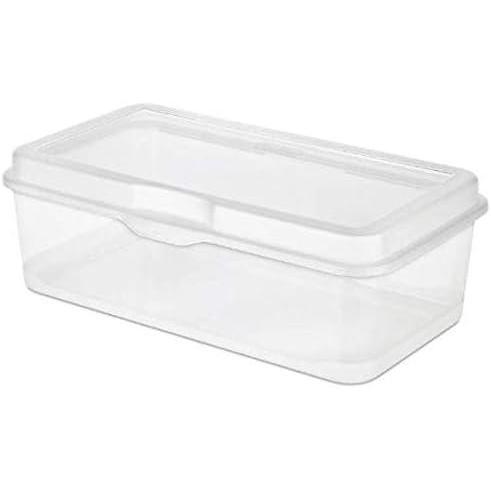 Sterilite 6-Pack Rectangular Large FlipTop, Clear Plastic Storage Box with Hinged Lid – Stackable Multipurpose Organizer for Art and Craft Supplies, Accessories, Photos & CDs, Home or Office Use(1.7 Cubic Feet)