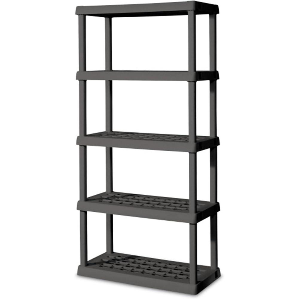 Sterilite 5 Shelf Unit, Heavy-Duty Shelving Storage Rack for Home and Garage, Gray – Multipurpose Plastic Organizer Shelves for Smart Organization(5 Shelf)