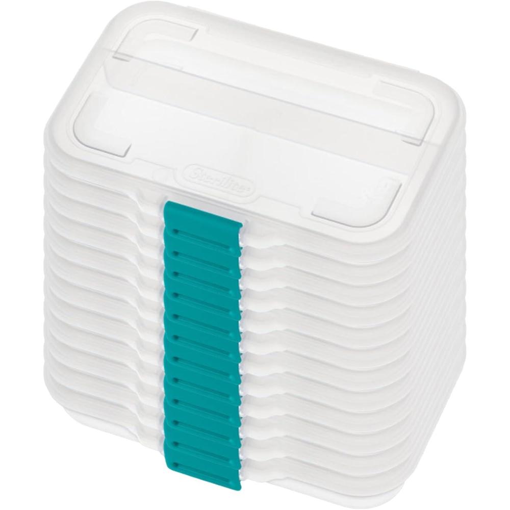 Sterilite Small Divided Pencil Box, Stackable Plastic Small Storage Container with Latching Lid, Organize Pens and Small Items, Clear Case, 12 Pack(12 Pack)