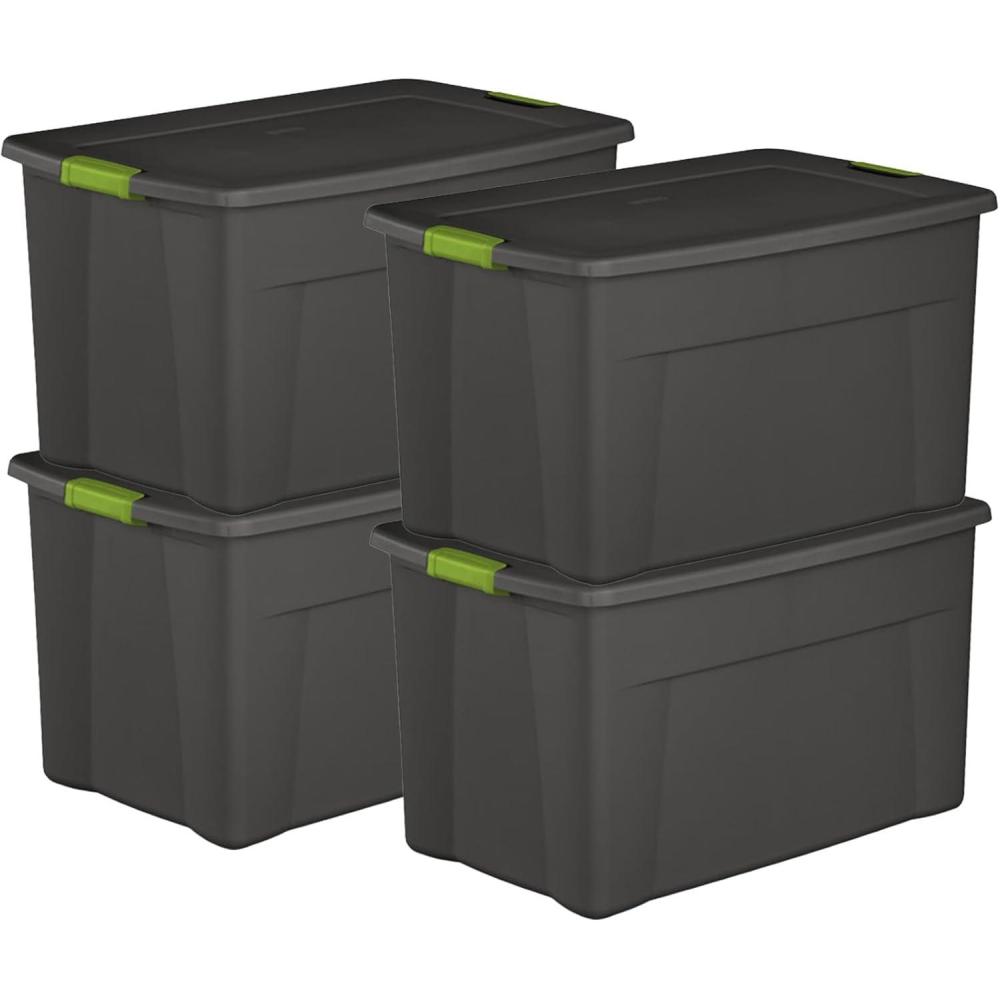 Sterilite 4-Pack Storage Bins with Lids, Extra Large Tote Bin Containers, 35 Gallon, Gray(35 Gallon)