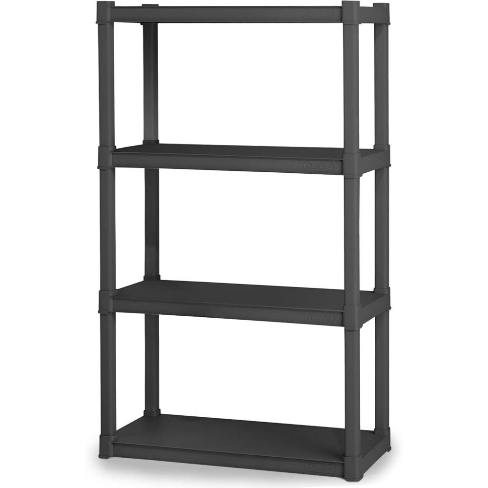 Sterilite 4 Shelf Unit, Heavy-Duty Shelving Storage and Utility Rack – Standing Plastic Organizer Shelves for Kitchen, Bathroom, and Garage