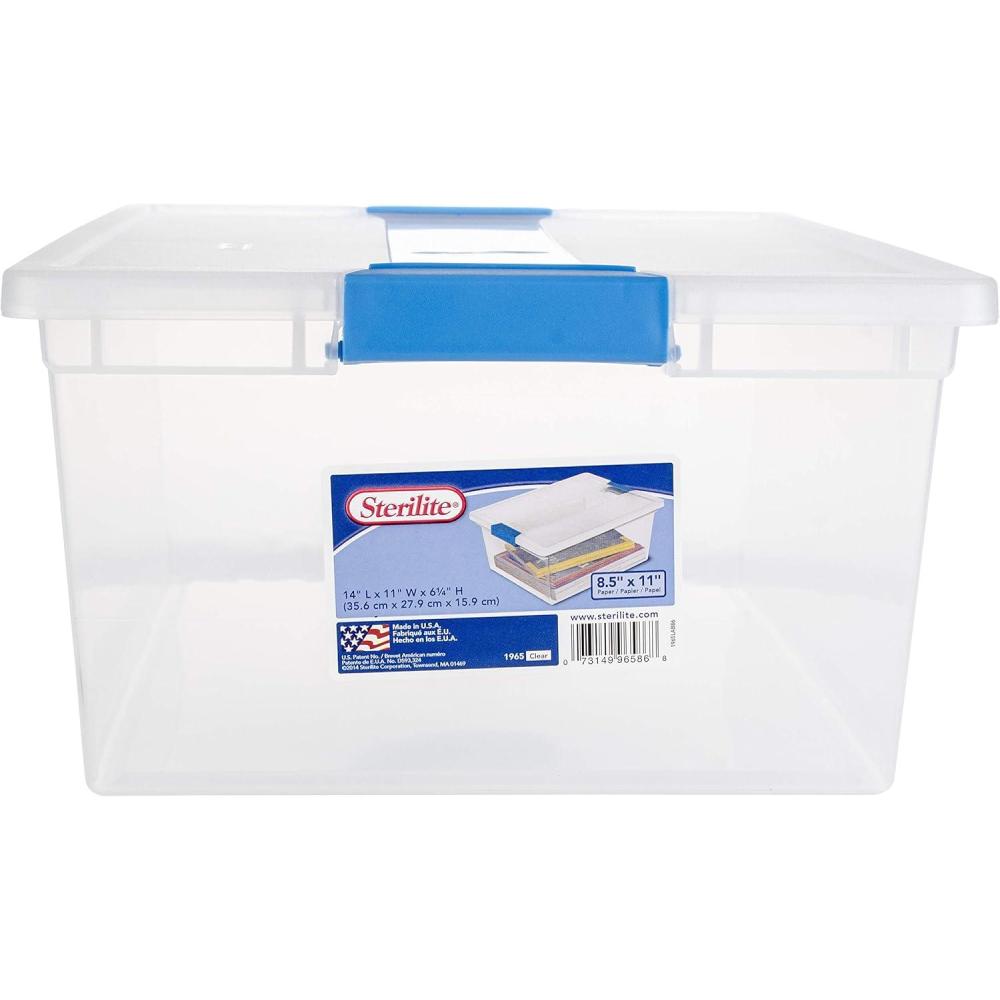 Sterilite 6-Pack Clip Box, Stackable Clear Plastic Bins with Latching Lids, Mini – Writing, Arts or Crafts Supplies Storage Containers for Home, Office, Classroom and Workshop Organization(Deep)