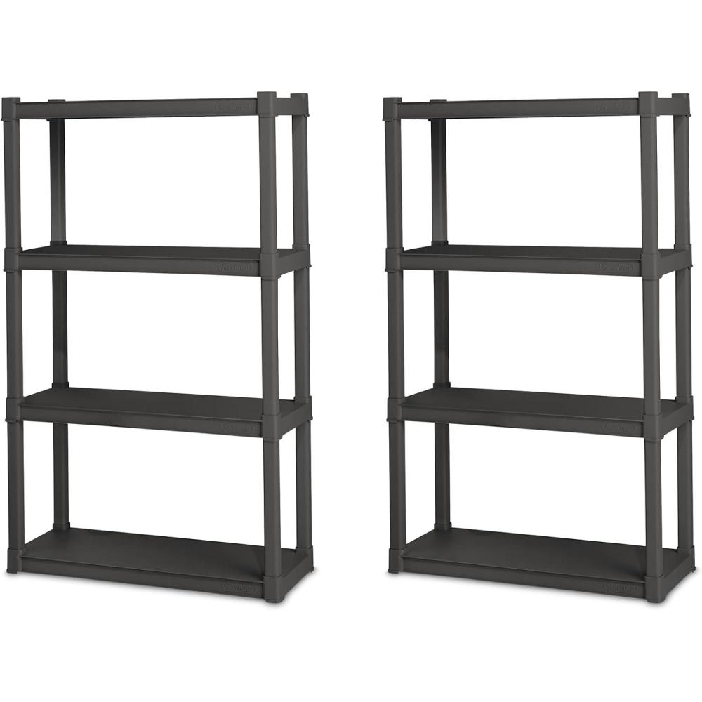Sterilite 5 Shelf Unit, Heavy-Duty Shelving Storage Rack for Home and Garage, Gray – Multipurpose Plastic Organizer Shelves for Smart Organization(4 Shelf)