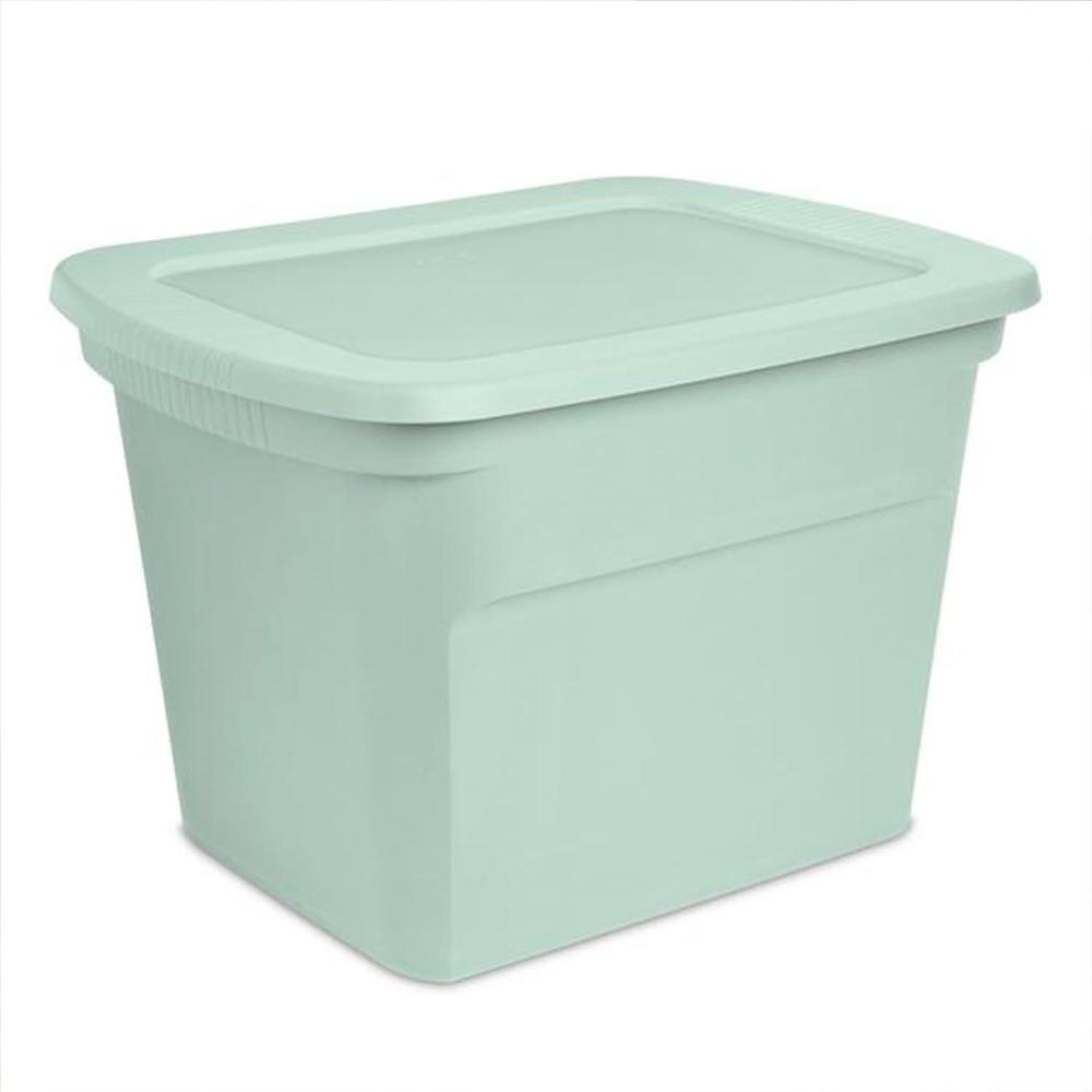 Sterilite 8-Pack Storage Tote, Plastic Container Bins with Lids, 18 Gallon, Marine Blue – Heavy-Duty Organizing Containers for Closet, Bathroom, and Office(Mindful Mint)