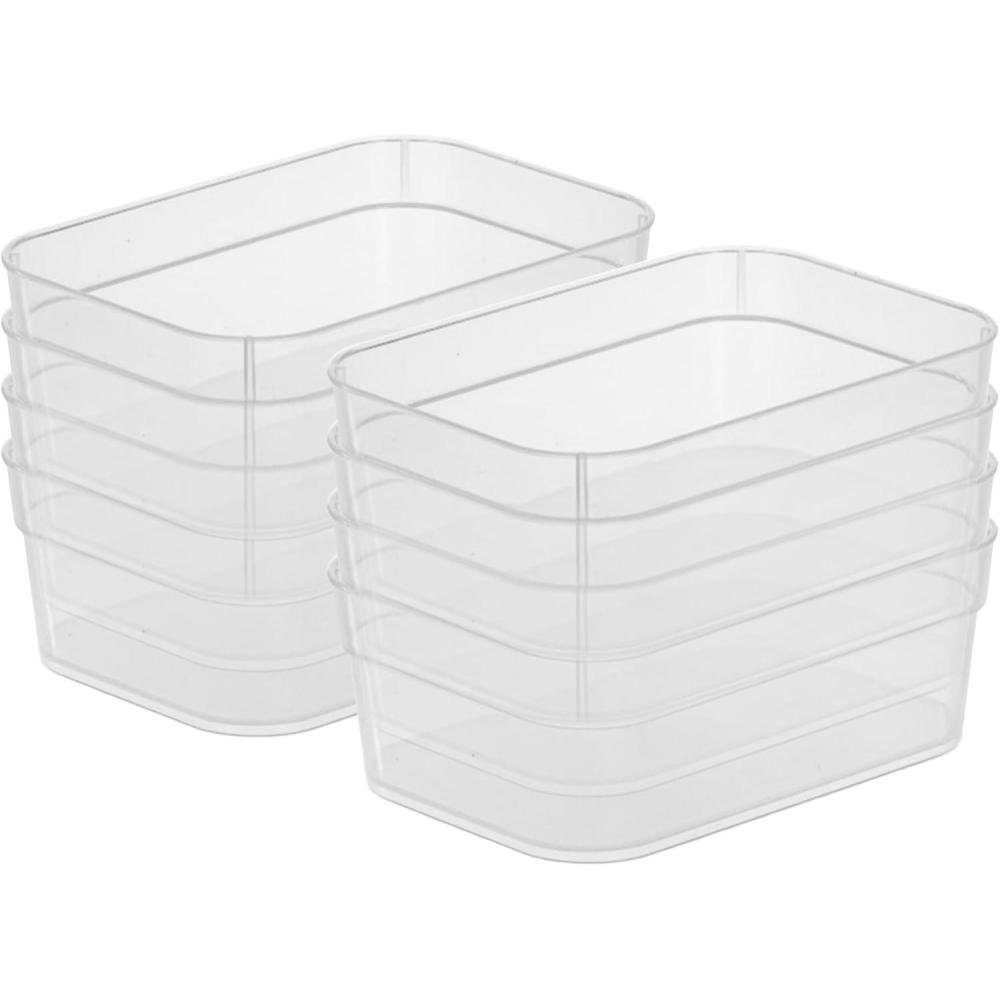 Sterilite Medium Storage Tray Containers with Sturdy Banded Rim and Textured Bottom for Desktop and Drawer Household Organization, Clear, 48 Pack(24 Pack)