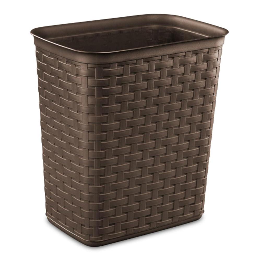 Sterilite 3.4 Gallon Weave Wastebasket, Small, Decorative Trash Can for the Bathroom, Bedroom, Dorm Room, or Office, Espresso Brown, 6-Pack(1 Pack)