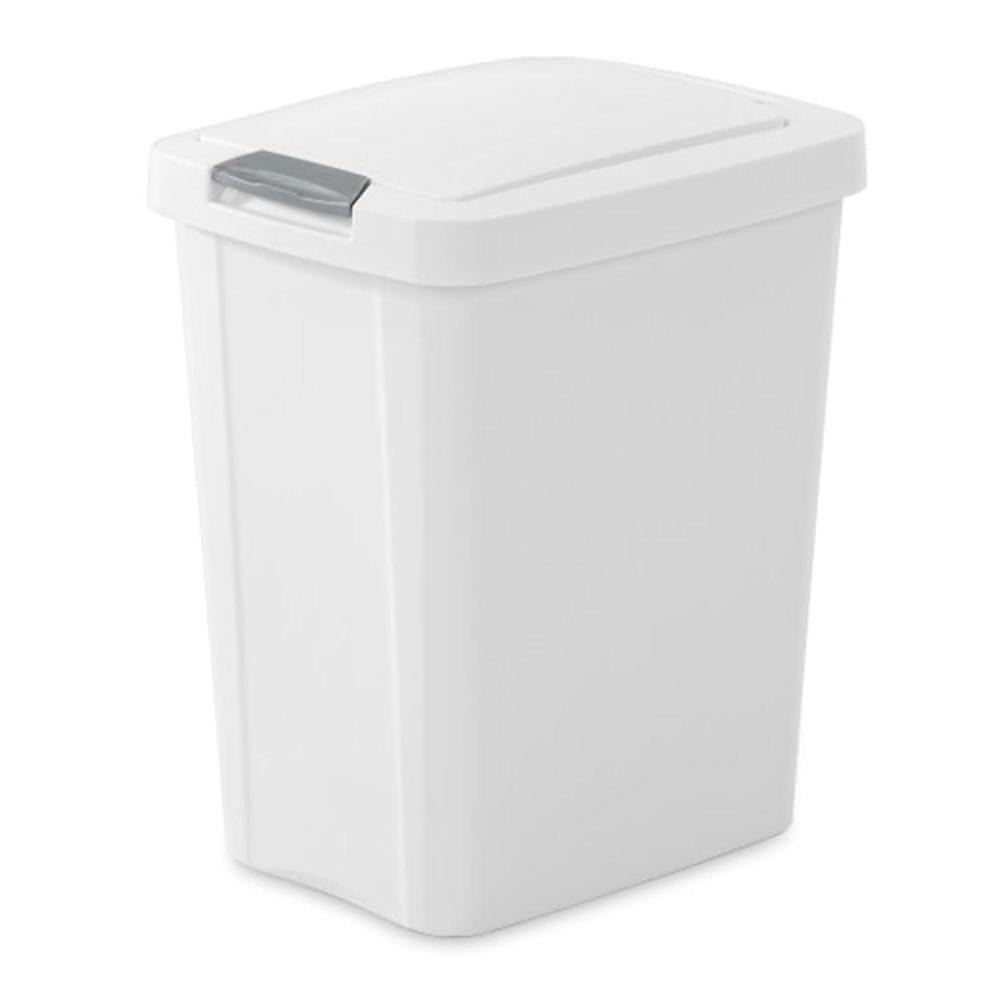 Sterilite 7.5 Gallon TouchTop Wastebasket Trash Can with Pop Up Lid for Kitchen, Bathroom, Mudroom or Office, 4 Pack, White(White)
