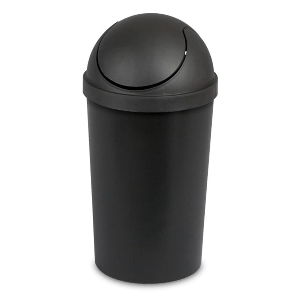 Sterilite 10838006 3 Gallon Round Swing Top Plastic Wastebasket, White (12 Pack)(Black)