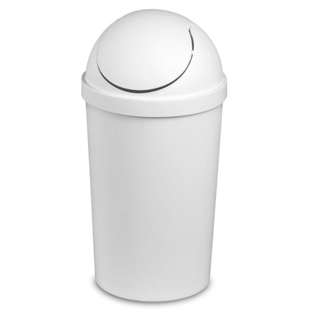 Sterilite 10838006 3 Gallon Round Swing Top Plastic Wastebasket, White (12 Pack)(White)