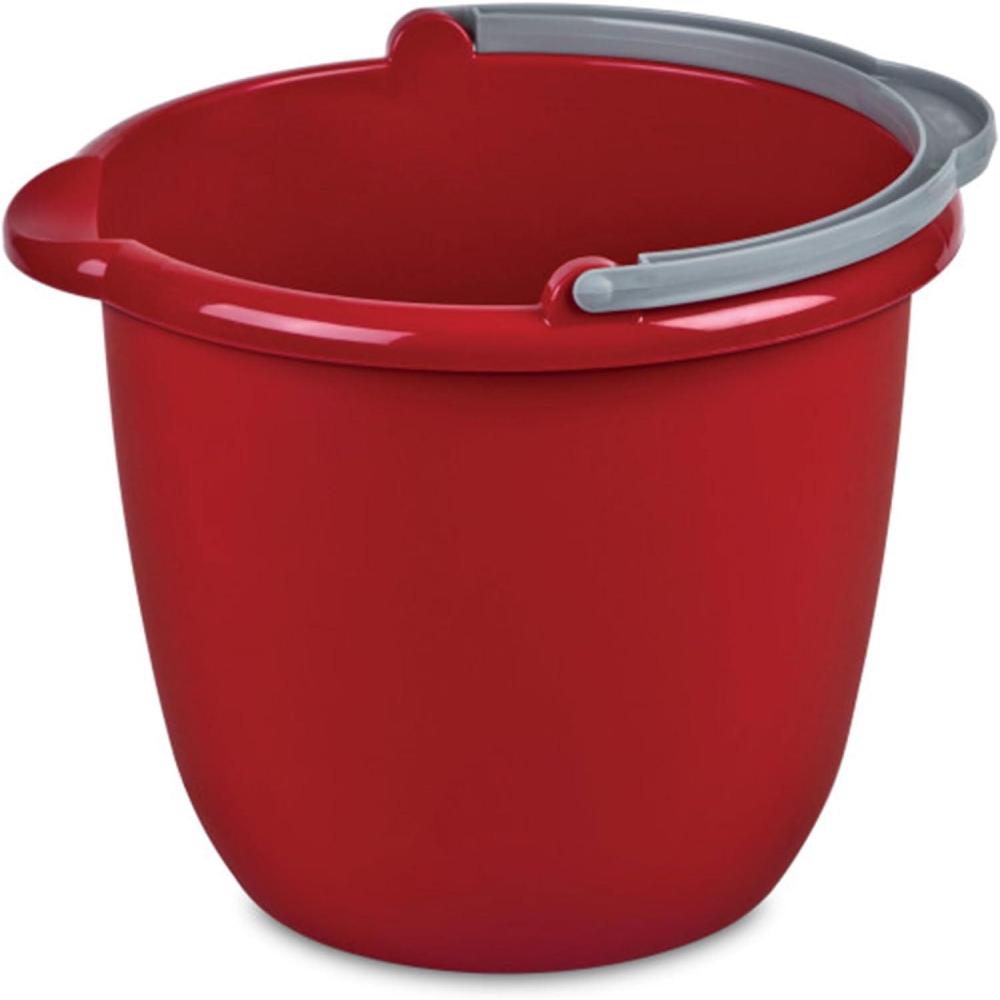 Sterilite 10 Qt Spout Pail with Handle, Bucket for Household Cleaning, Washing the Car, and Mopping, Spout to Easily Pour Water, Red, 12-Pack(36 Pack)