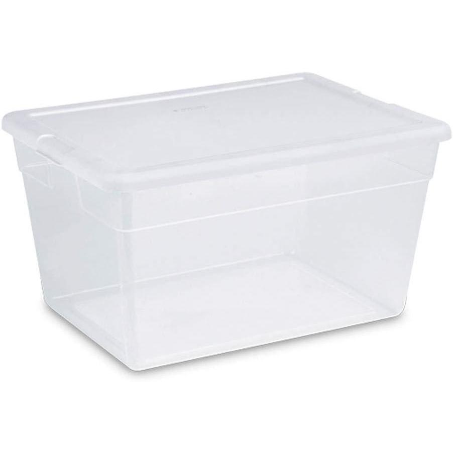 Sterilite 8-Pack 56 Quart Storage Box, Stackable Clear Plastic Bins with Snap-On Lids – Heavy-Duty Organizing Containers for Closet, Bathroom, and Office(1)