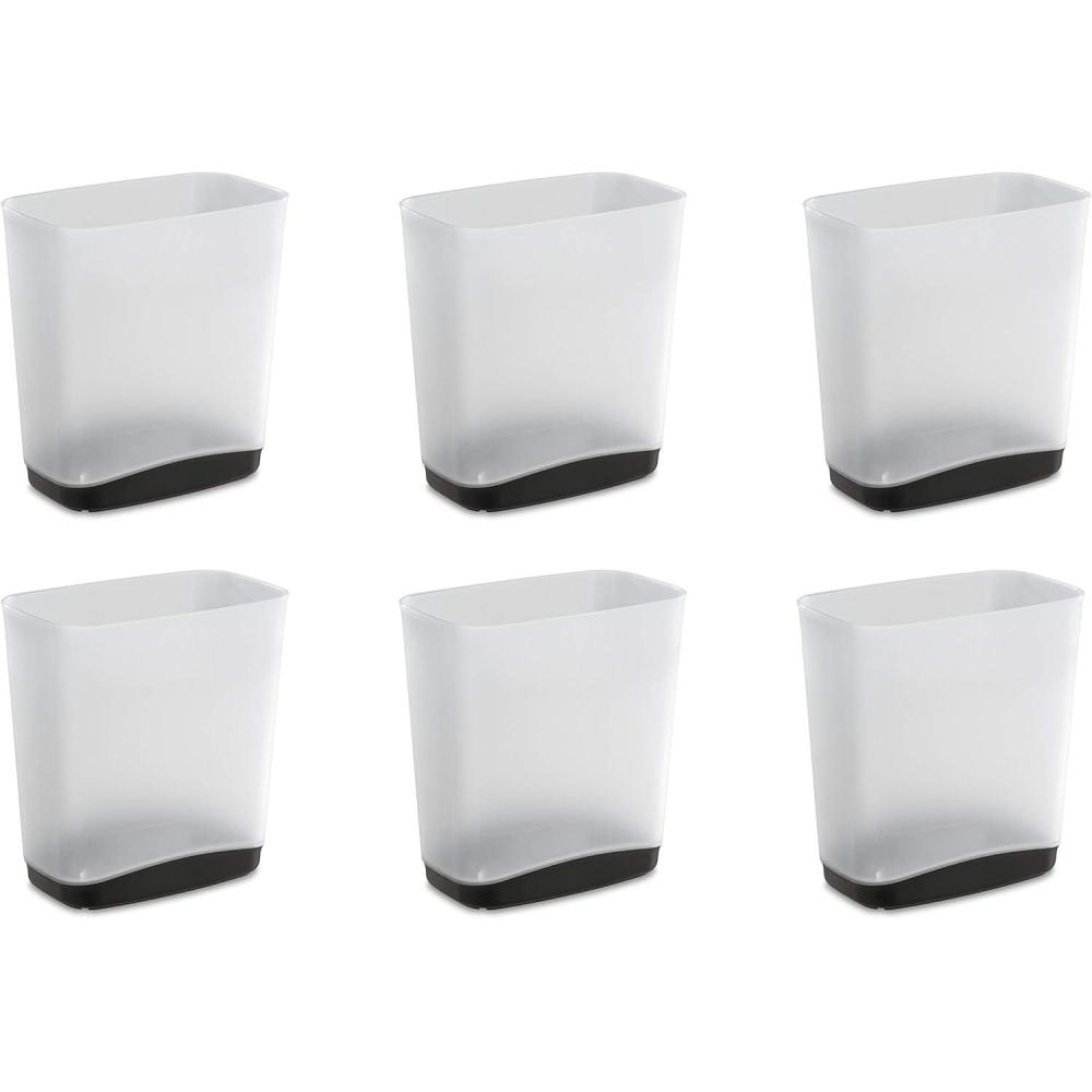 Sterilite 3.3 Gallon Slim Waste Basket Wastebasket, Small, Clear with Flat Gray base