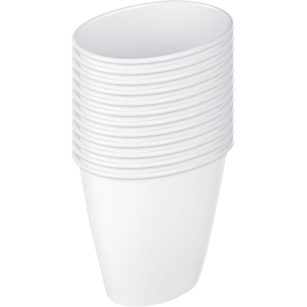 Sterilite 1.5 Gallon Oval Vanity Wastebasket, Small, Open Top Trash Can for the Bathroom, Bedroom, Dorm Room or Office, Plastic, White, 12-Pack