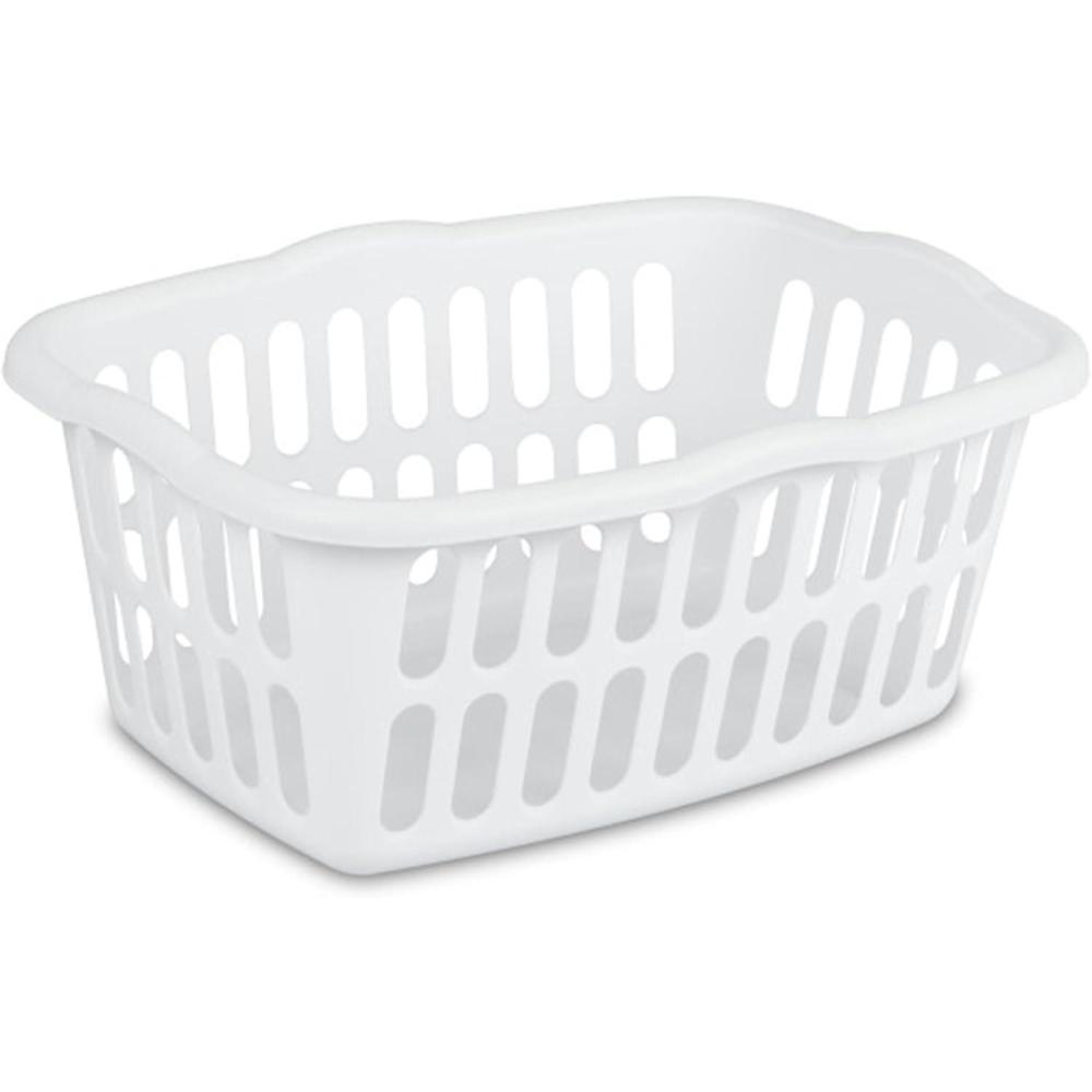 Sterilite 12-Pack Rectangular Laundry Basket, Plastic Clothes Hamper, 1.5 Bushel, White – Dirty Clothing Storage Organizer with Handles for Bedroom, Bathroom, and Closet(White)