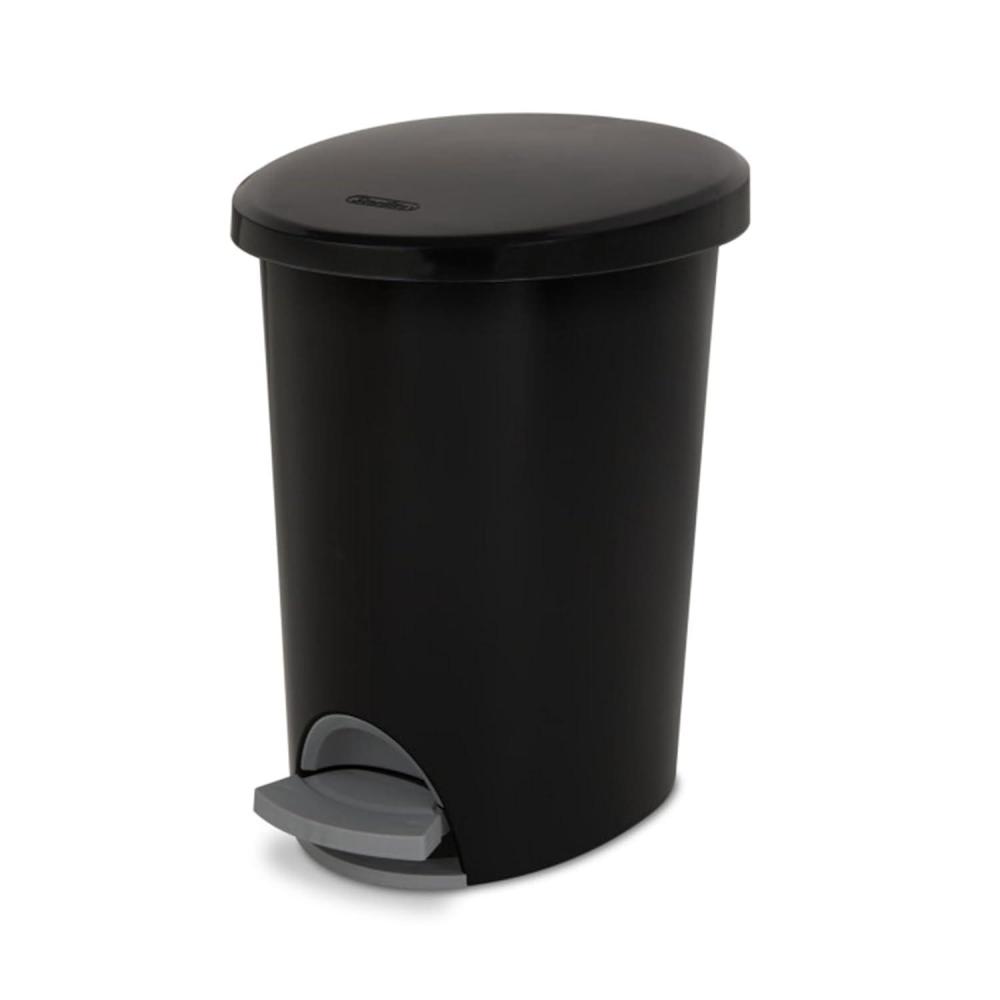 Sterilite 2.6 Gallon Ultra StepOn Wastebasket w/ Lid, Small Plastic Trash Can for the Bathroom, Bedroom, or Dorm, Pedal and Liner, Black, 2-Pack(Black)