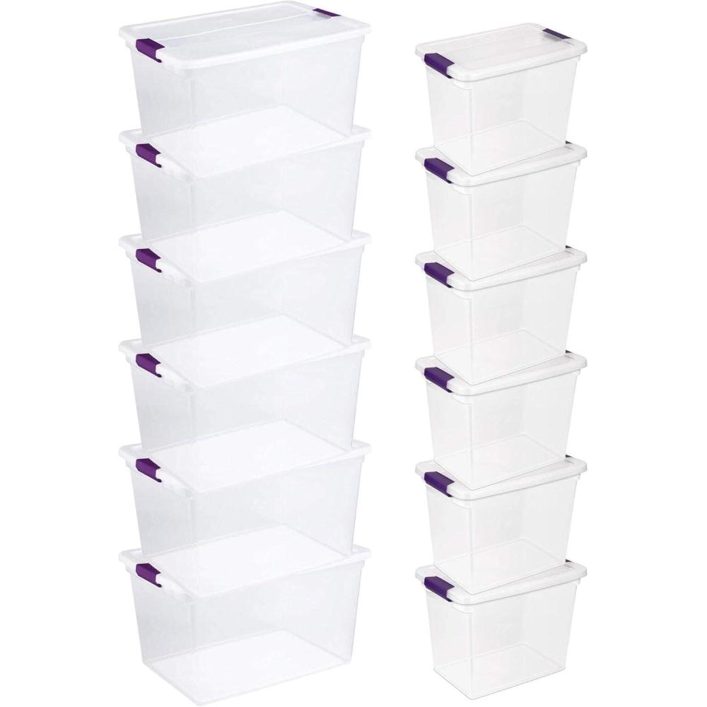 STERILITE Clear Box Storage Container 6-Pack and 27 QT. Tote 6-Pack 6