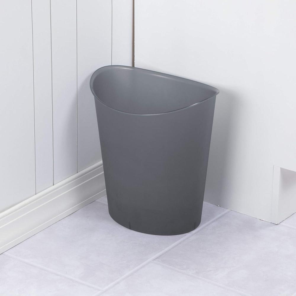Sterilite 3 Gallon Oval Wastebasket with Lid, Small Plastic Trash Can for the Bathroom, Bedroom, Dorm or Home Office, Gray Tint, 6-Pack