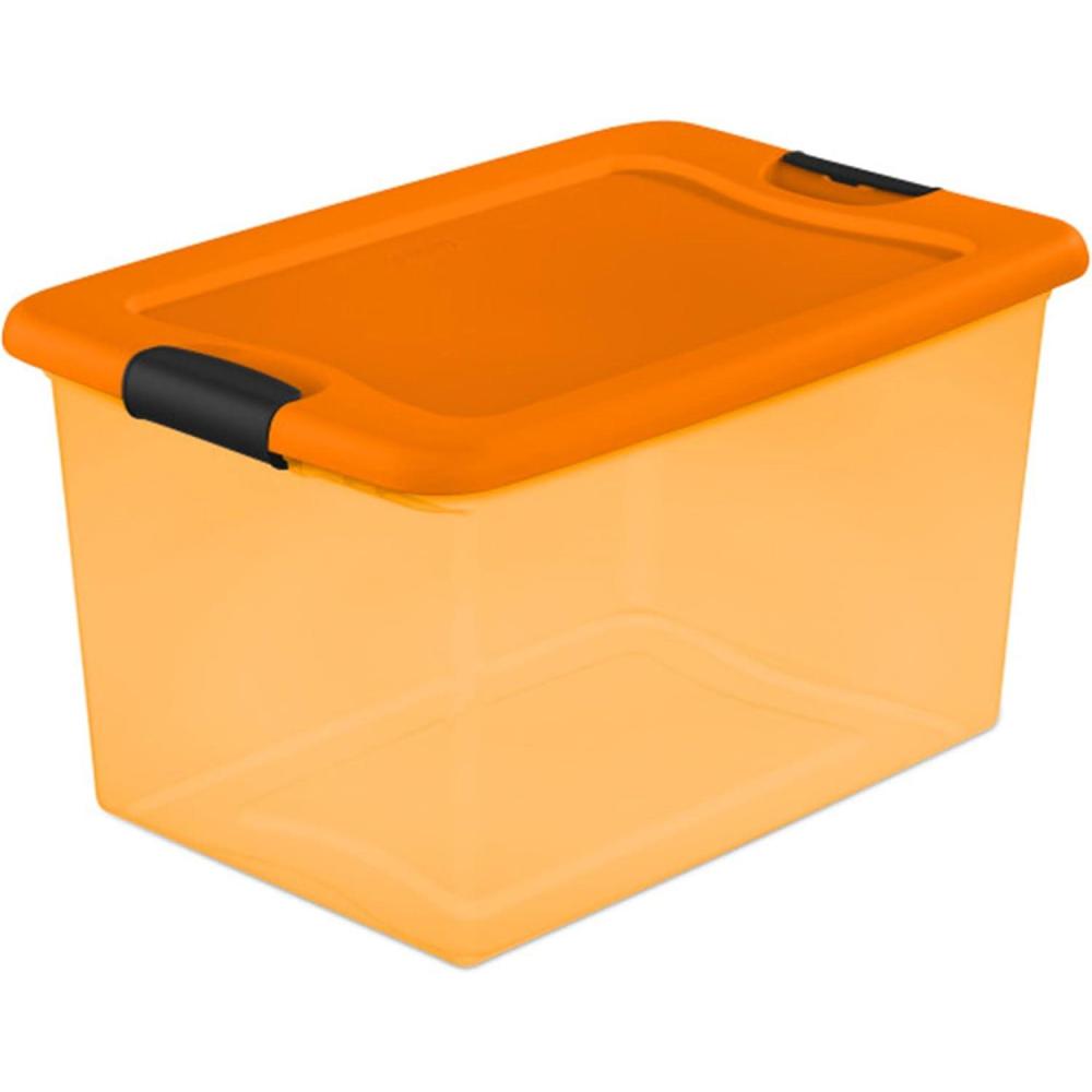 Sterilite 14973706 64 Quart Latching See-Through Plastic Stacking Storage Container Bin for Home Organization, Halloween Orange, 18 Pack(Orange)