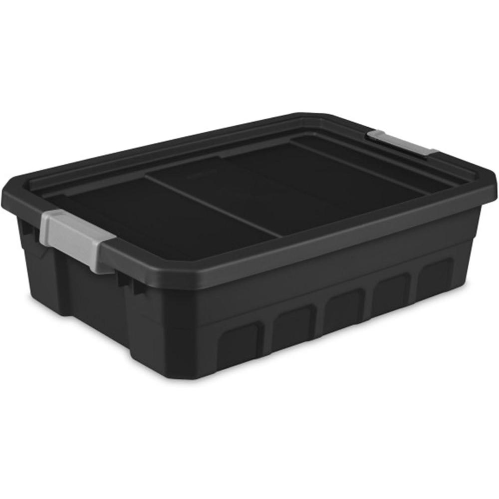 Sterilite 6-Pack 19 Gallon Stacker Tote, Rugged Plastic Storage for Home Organization, Black – Stackable Organizer Bins with Recessed Lid & Heavy-Duty Latches for Closet, Basement, Garage and Attic(10 Gallon)