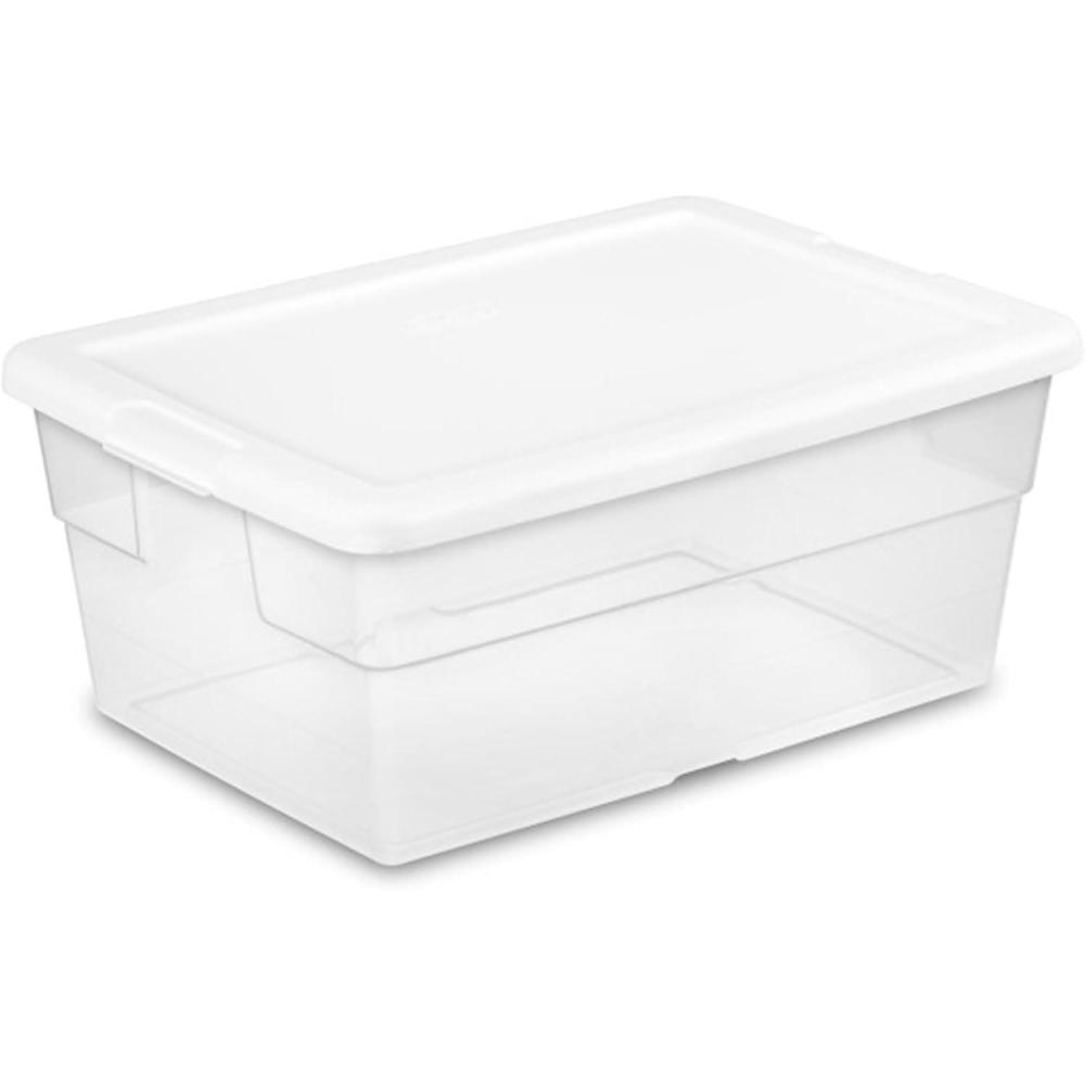 Sterilite 36-Pack 16 Quart Storage Box, Stackable Clear Plastic Bins with Snap-On Lids – Heavy-Duty Organizing Containers for Closet, Bathroom, and Office(36)