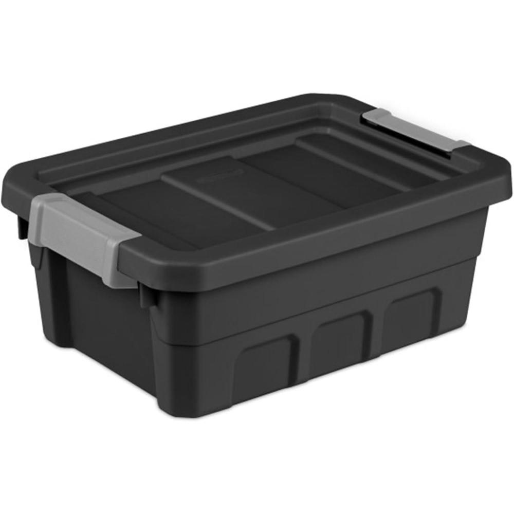Sterilite 6-Pack 19 Gallon Stacker Tote, Rugged Plastic Storage for Home Organization, Black – Stackable Organizer Bins with Recessed Lid & Heavy-Duty Latches for Closet, Basement, Garage and Attic(24 Pack)