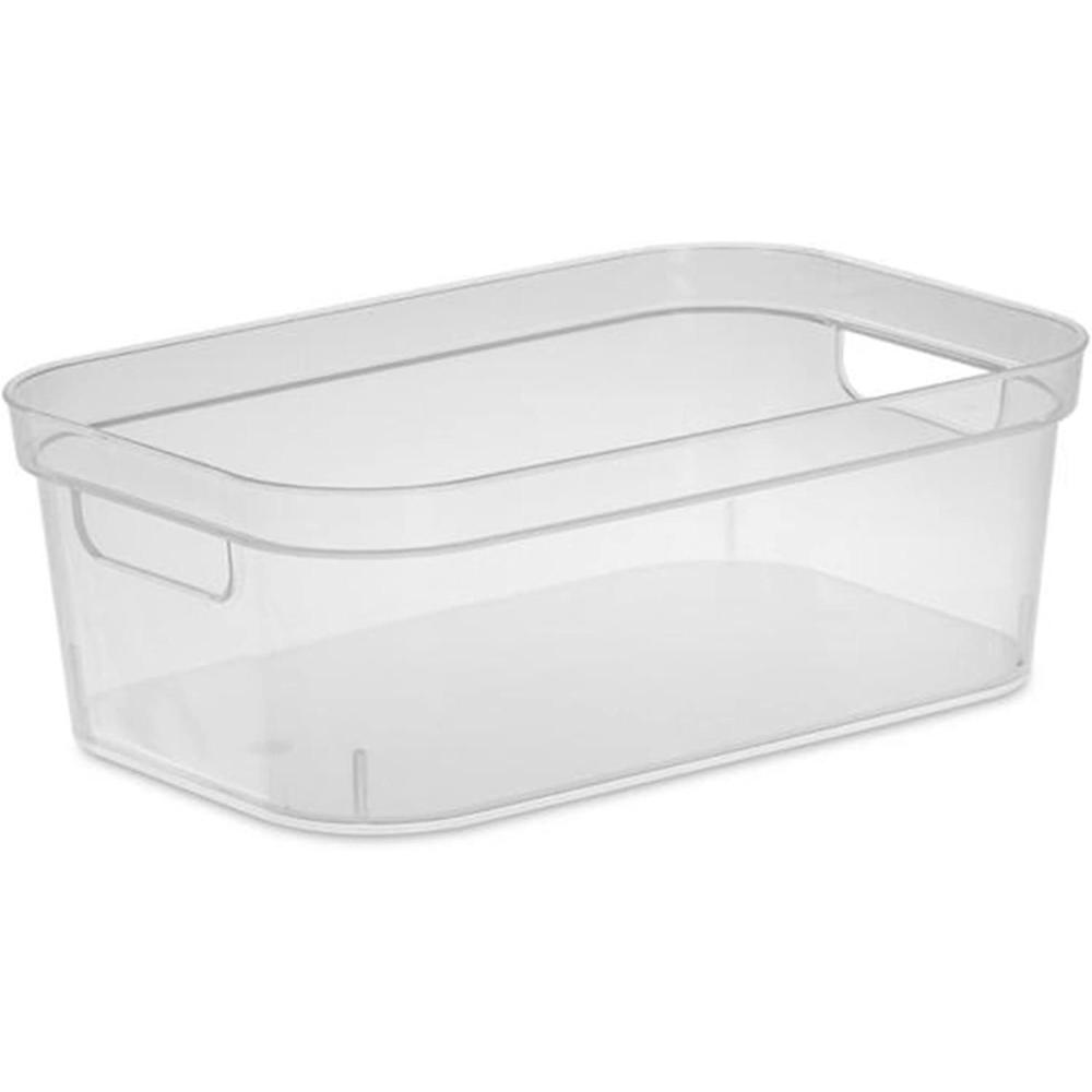 Sterilite 4.25 x 8 x 12.25 Inch Small Modern Storage Bin w/Comfortable Carry Through Handles & Banded Rim for Household Organization, Clear (24 Pack)(Clear)