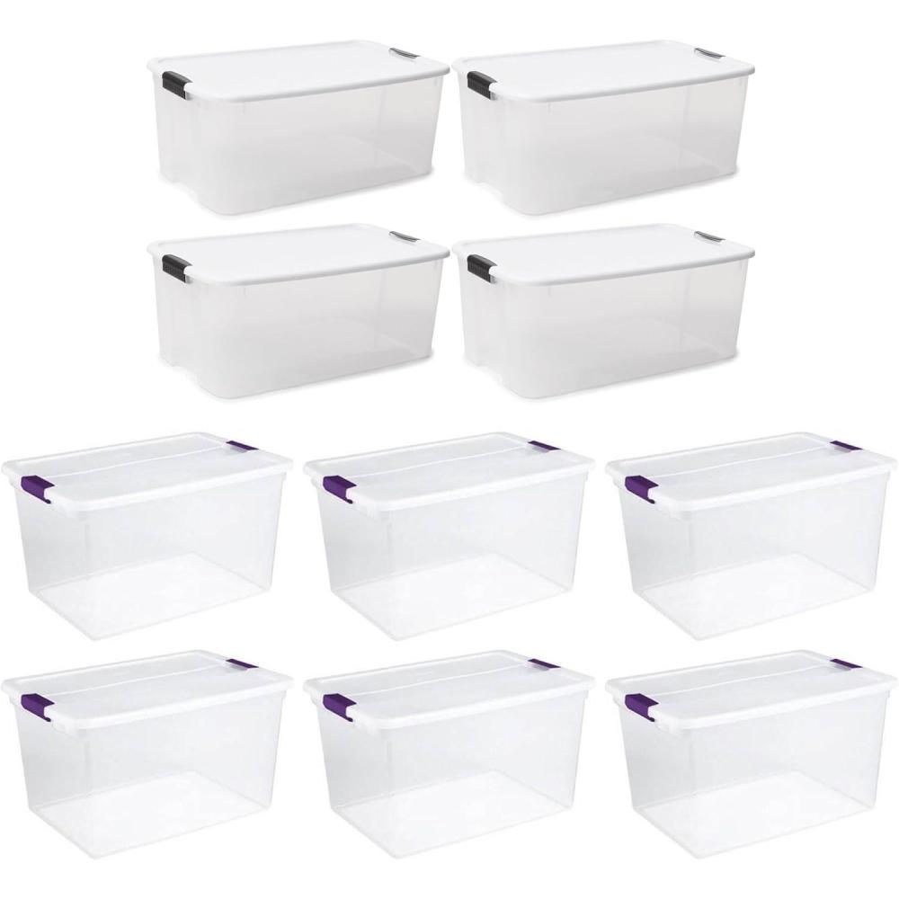 Sterilite 116 Quart and 66 Quart Multipurpose Ultra Storage Tote Box Storage Containers for Home or Office Organization, Clear, 4 Pack and 6 Pack