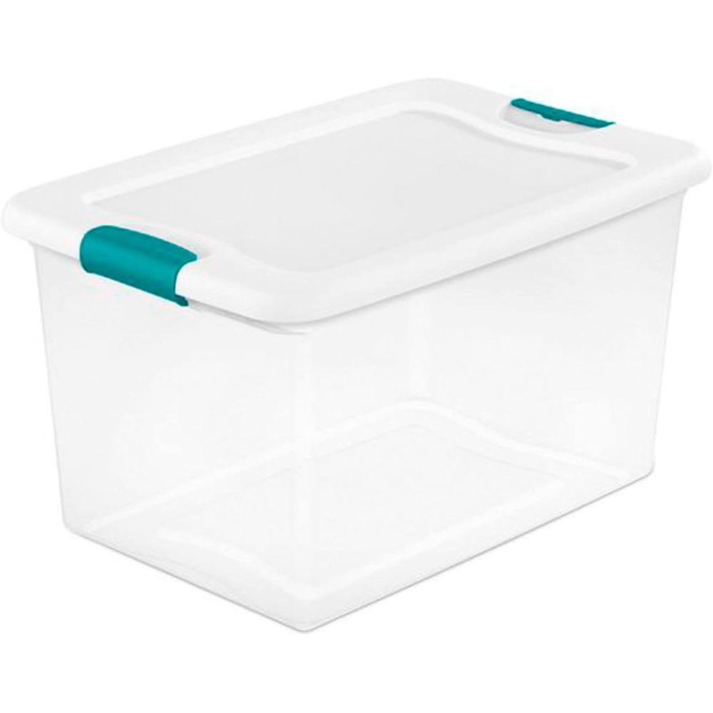 Sterilite 64 Quart Clear Plastic Stackable Storage Container Bin Box Tote with White Latching Lid Organizing Solution for Home & Classroom, 60 Pack