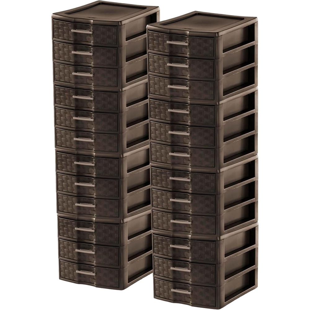 Sterilite Medium Weave Craft Office Supplies 3 Drawer Storage Organizer (8 Pack)