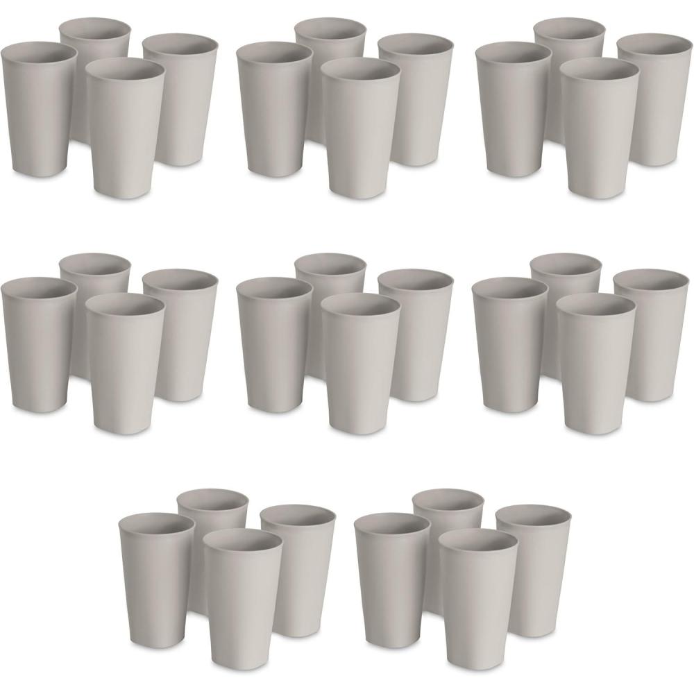 Sterilite Set of Four 20 Oz Tumblers, Reusable Plastic Cups For Drinking Water or Juice, Freezer and Dishwasher Safe, Blue, 8-Pack(Grey Pumice)
