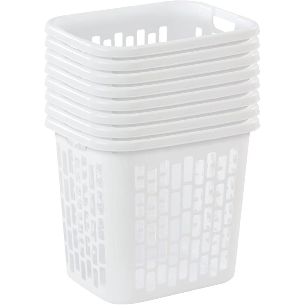 Sterilite Easy Carry Laundry Hamper, Ventilation Holes and Handles to Carry Clothes Between the Laundry Room and Bedroom, Plastic, White, 4-Pack(8 Pack)