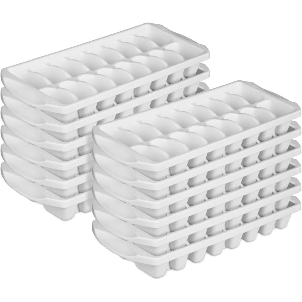 Sterilite Stacking Ice Cube Tray, Save Space and Stack Trays in Freezer – White, 12-Pack(12)