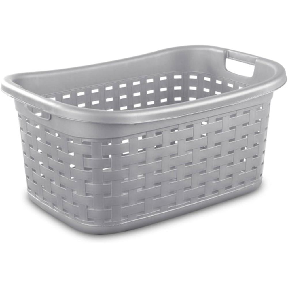 Sterilite 6-Pack Weave Laundry Basket, Rectangle Plastic Clothes Hamper w/ Handles, Gray(18 Pack)