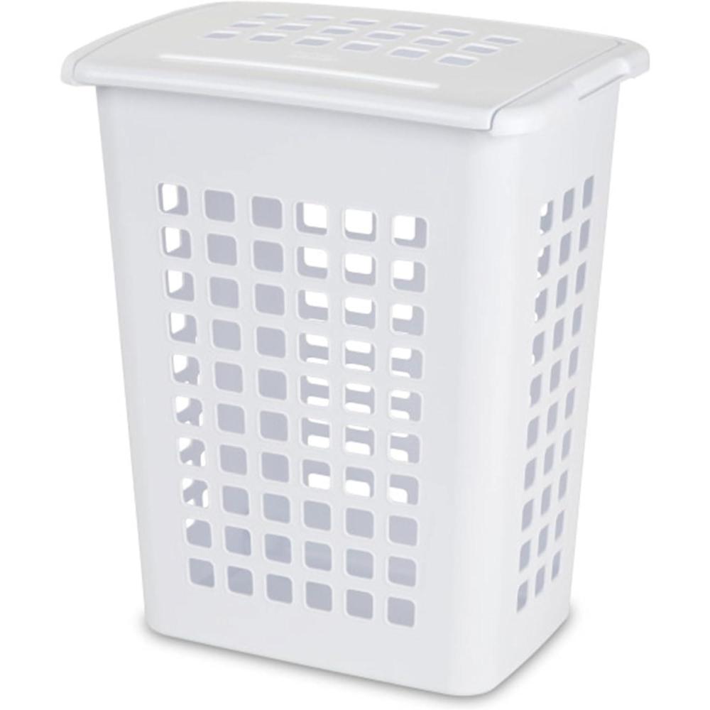 Sterilite 4-Pack LiftTop, Laundry Hamper for Clothes, Tall and Rectangular Plastic Basket with Lid, White – Large and Portable Storage Bin for Clothing and Towels – Ideal for Bathroom and Bedroom(12 Pack)
